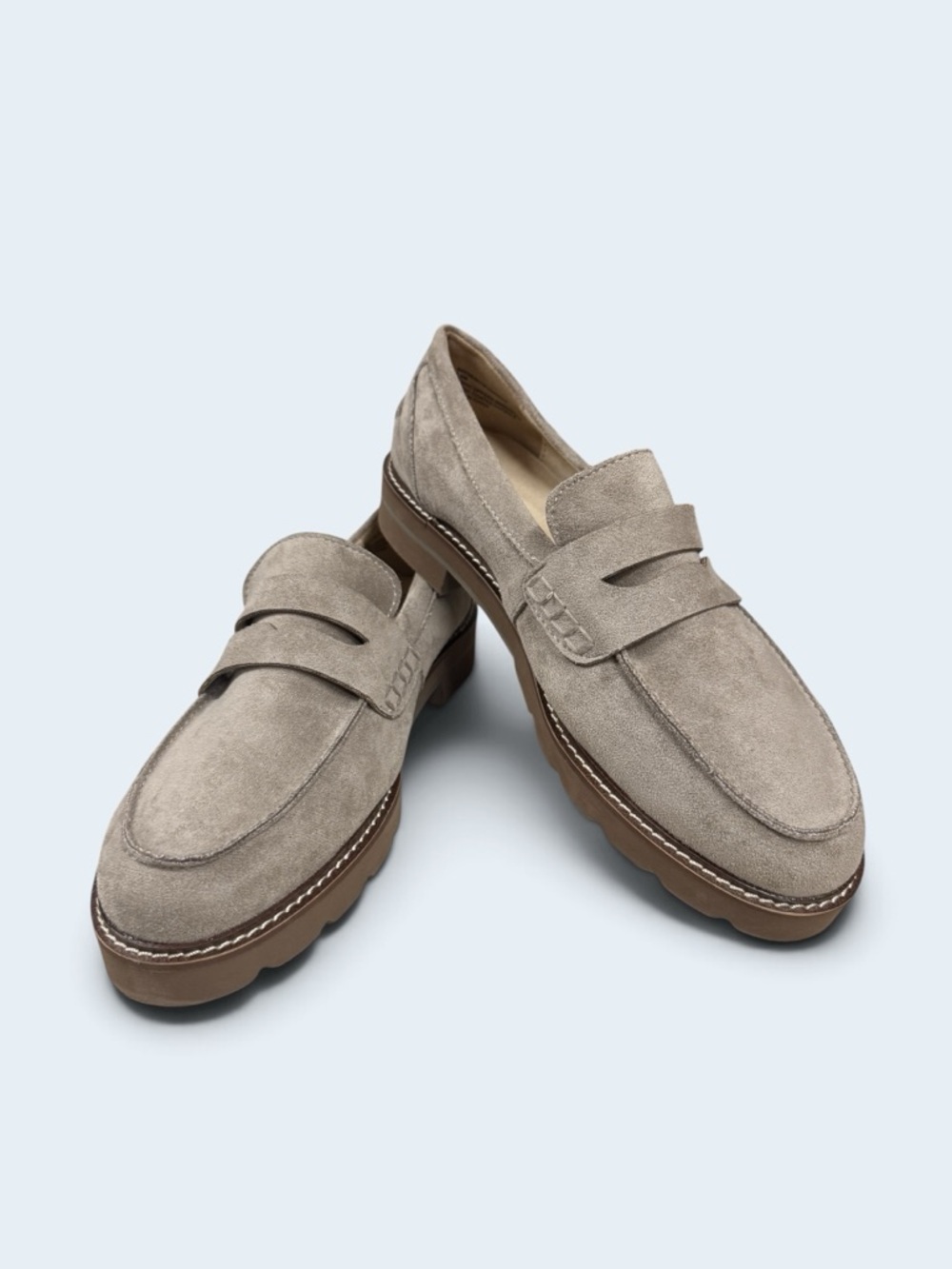 Anne Klein Emmylou Waterproof Suede Penny Loafers - Taupe size 7.5 - Picture 6 of 12